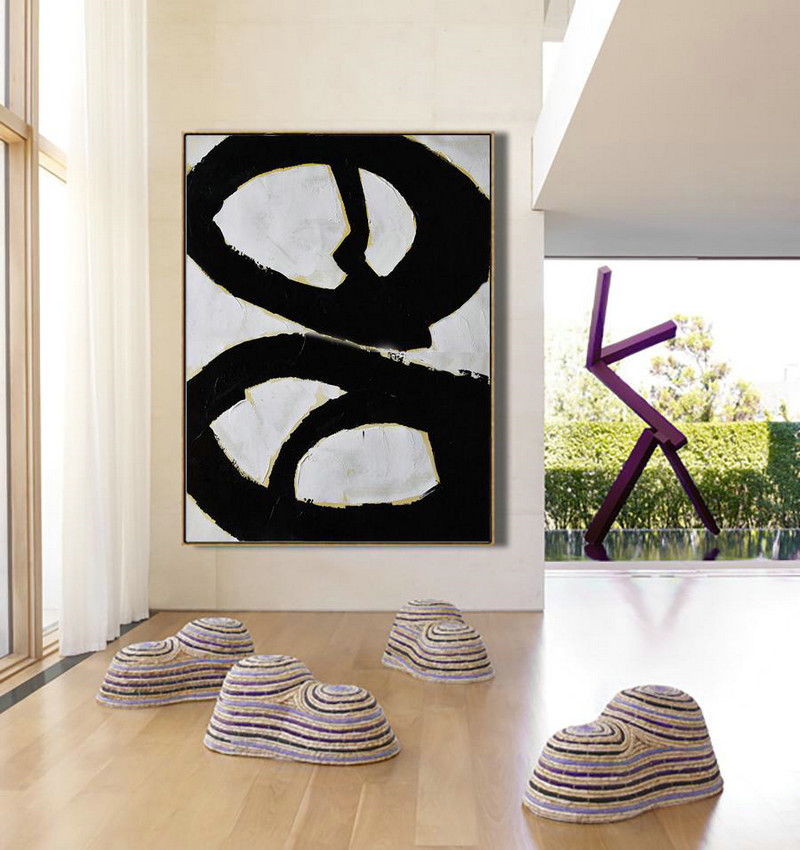 Handmade Large Contemporary Art,Minimalist Painting On Canvas, Palette Knife Vertical Minimal Art - Large Contemporary Painting